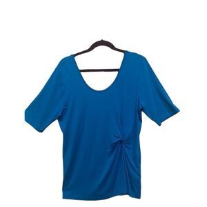 Soft surroundings women’s blue top made in turkey size L 96% rayon 4% spandex.